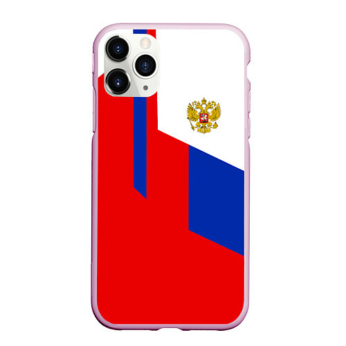 Чехол iPhone 11 Pro матовый Russia: Geometry Tricolor / 3D-Розовый – фото 1