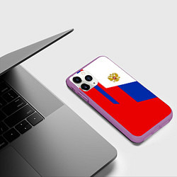 Чехол iPhone 11 Pro матовый Russia: Geometry Tricolor, цвет: 3D-фиолетовый — фото 2