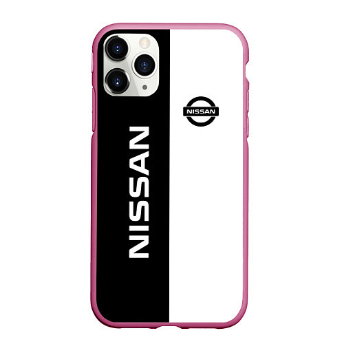 Чехол iPhone 11 Pro матовый Nissan B&W / 3D-Малиновый – фото 1