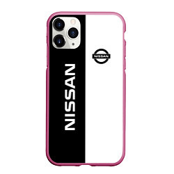 Чехол iPhone 11 Pro матовый Nissan B&W, цвет: 3D-малиновый