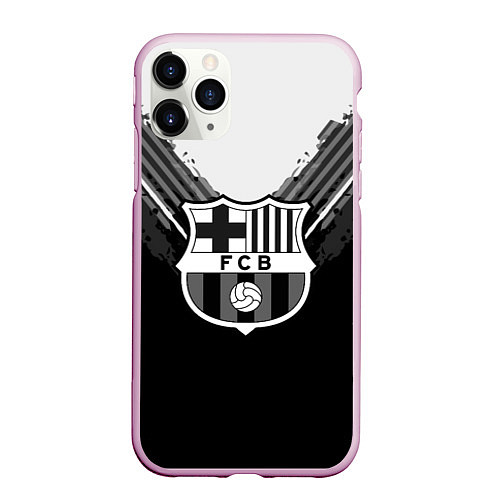 Чехол iPhone 11 Pro матовый FC Barcelona: Black Style / 3D-Розовый – фото 1