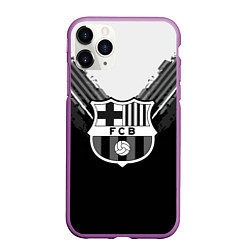 Чехол iPhone 11 Pro матовый FC Barcelona: Black Style, цвет: 3D-фиолетовый