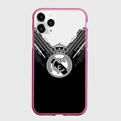 Чехол iPhone 11 Pro матовый FC Real Madrid: Black Style, цвет: 3D-малиновый