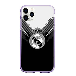 Чехол iPhone 11 Pro матовый FC Real Madrid: Black Style, цвет: 3D-светло-сиреневый