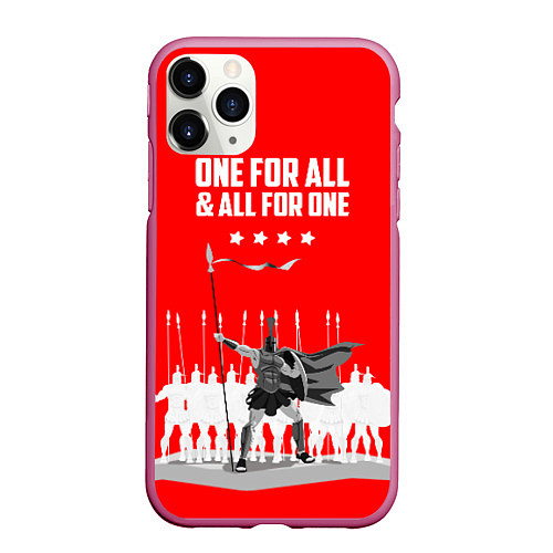 Чехол iPhone 11 Pro матовый One for all & all for one / 3D-Малиновый – фото 1