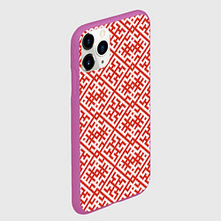 Чехол iPhone 11 Pro матовый Духобор: Обережная вышивка, цвет: 3D-фиолетовый — фото 2