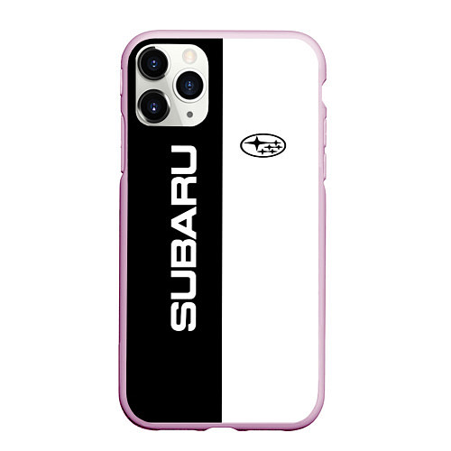 Чехол iPhone 11 Pro матовый Subaru B&W / 3D-Розовый – фото 1