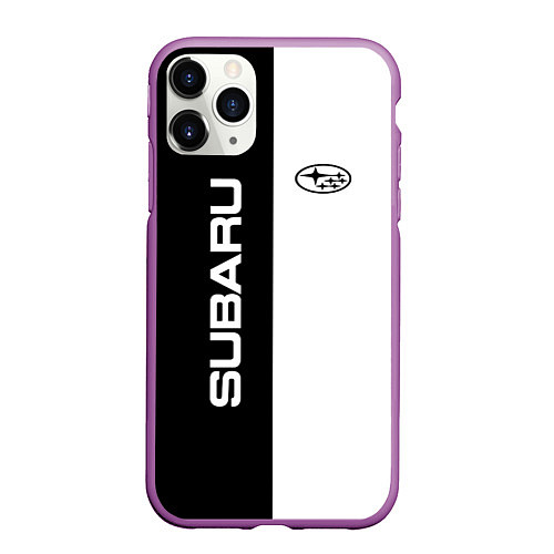 Чехол iPhone 11 Pro матовый Subaru B&W / 3D-Фиолетовый – фото 1