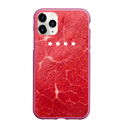 Чехол iPhone 11 Pro матовый Мясо 100% / 3D-Малиновый – фото 1