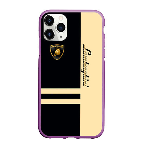 Чехол iPhone 11 Pro матовый Lamborghini Sport / 3D-Фиолетовый – фото 1