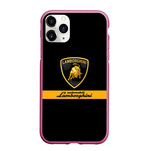 Чехол iPhone 11 Pro матовый Lamborghini Automobili / 3D-Малиновый – фото 1