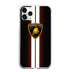 Чехол iPhone 11 Pro матовый Lamborghini Race, цвет: 3D-белый