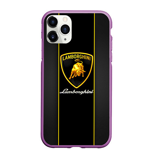 Чехол iPhone 11 Pro матовый Lamborghini Luxury / 3D-Фиолетовый – фото 1