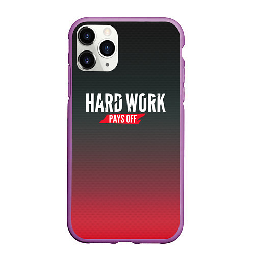 Чехол iPhone 11 Pro матовый Hard Work Pays Off: Red / 3D-Фиолетовый – фото 1