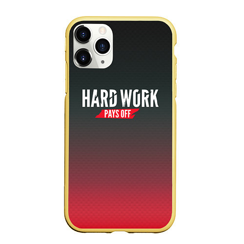 Чехол iPhone 11 Pro матовый Hard Work Pays Off: Red / 3D-Желтый – фото 1