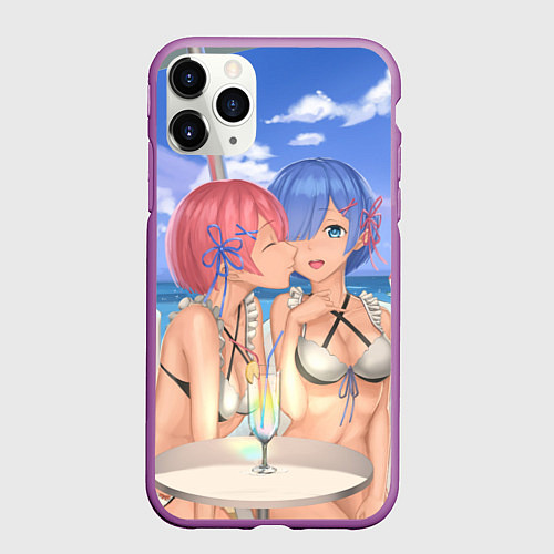 Чехол iPhone 11 Pro матовый Жизнь в другом мире с нуля / 3D-Фиолетовый – фото 1