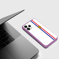 Чехол iPhone 11 Pro матовый Франция: лента с гербом, цвет: 3D-фиолетовый — фото 2