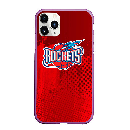 Чехол iPhone 11 Pro матовый Rockets NBA / 3D-Фиолетовый – фото 1