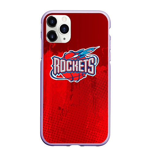 Чехол iPhone 11 Pro матовый Rockets NBA / 3D-Светло-сиреневый – фото 1