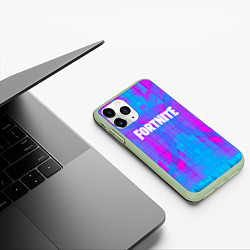 Чехол iPhone 11 Pro матовый Fortnite: Acid Neon, цвет: 3D-салатовый — фото 2