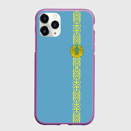 Чехол iPhone 11 Pro матовый I Love Kazakhstan / 3D-Фиолетовый – фото 1