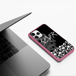 Чехол iPhone 11 Pro матовый Slayer: Dark Skulls, цвет: 3D-малиновый — фото 2