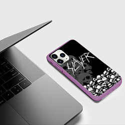 Чехол iPhone 11 Pro матовый Slayer: Dark Skulls, цвет: 3D-фиолетовый — фото 2