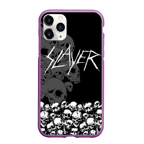 Чехол iPhone 11 Pro матовый Slayer: Dark Skulls / 3D-Фиолетовый – фото 1