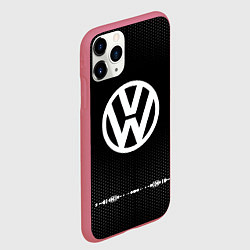 Чехол iPhone 11 Pro матовый Volkswagen: Black Abstract, цвет: 3D-малиновый — фото 2