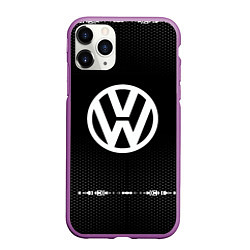 Чехол iPhone 11 Pro матовый Volkswagen: Black Abstract, цвет: 3D-фиолетовый