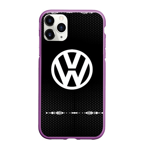 Чехол iPhone 11 Pro матовый Volkswagen: Black Abstract / 3D-Фиолетовый – фото 1