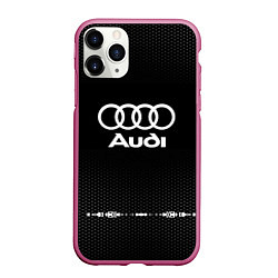 Чехол iPhone 11 Pro матовый Audi: Black Abstract, цвет: 3D-малиновый