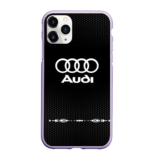 Чехол iPhone 11 Pro матовый Audi: Black Abstract / 3D-Светло-сиреневый – фото 1