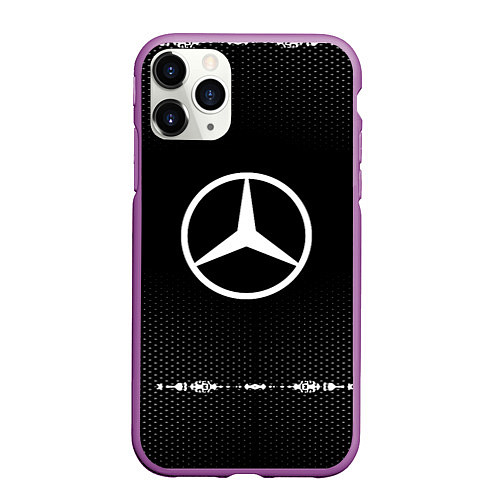 Чехол iPhone 11 Pro матовый Mercedes: Black Abstract / 3D-Фиолетовый – фото 1