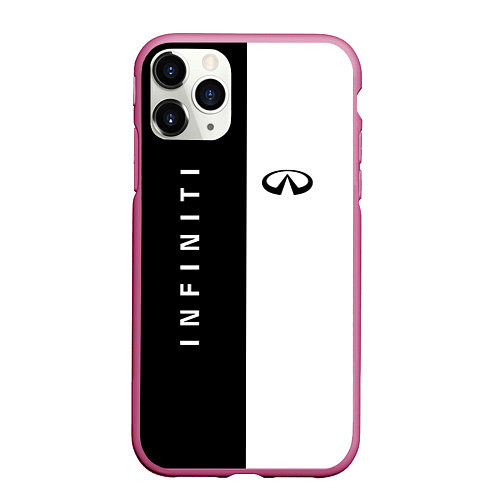 Чехол iPhone 11 Pro матовый Infiniti: Black & White / 3D-Малиновый – фото 1