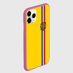 Чехол iPhone 11 Pro матовый Молдавия: лента с гербом, цвет: 3D-фиолетовый — фото 2