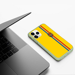 Чехол iPhone 11 Pro матовый Молдавия: лента с гербом, цвет: 3D-салатовый — фото 2