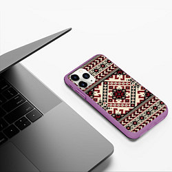 Чехол iPhone 11 Pro матовый Славянский орнамент, цвет: 3D-фиолетовый — фото 2