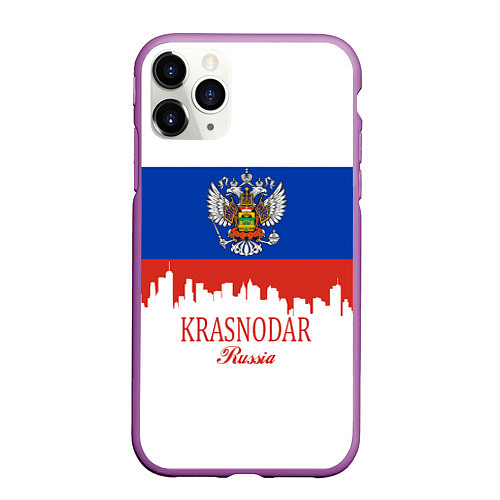 Чехол iPhone 11 Pro матовый Krasnodar, Russia / 3D-Фиолетовый – фото 1