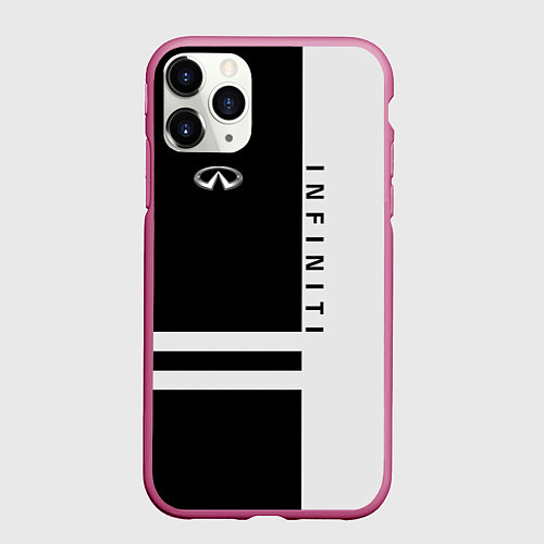 Чехол iPhone 11 Pro матовый Infiniti: B&W Lines / 3D-Малиновый – фото 1