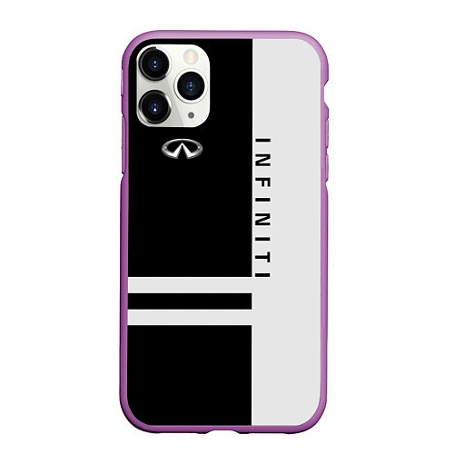 Чехол iPhone 11 Pro матовый Infiniti: B&W Lines / 3D-Фиолетовый – фото 1