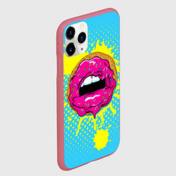 Чехол iPhone 11 Pro матовый Donut Lips, цвет: 3D-малиновый — фото 2