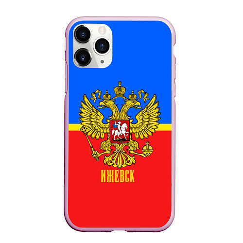 Чехол iPhone 11 Pro матовый Ижевск: Россия / 3D-Розовый – фото 1