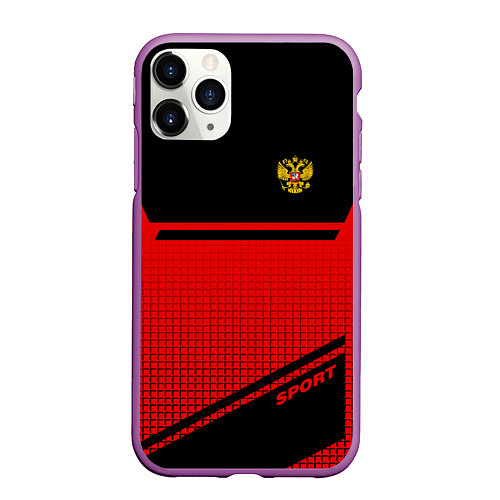 Чехол iPhone 11 Pro матовый Russia: Red Sport / 3D-Фиолетовый – фото 1