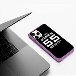 Чехол iPhone 11 Pro матовый Im from Siberia: 55 Region, цвет: 3D-фиолетовый — фото 2