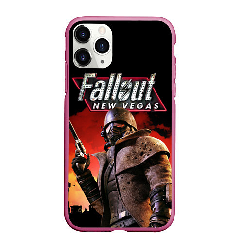 Чехол iPhone 11 Pro матовый Fallout: New Vegas / 3D-Малиновый – фото 1