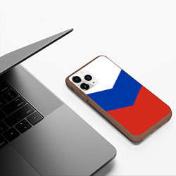 Чехол iPhone 11 Pro матовый Российский триколор, цвет: 3D-коричневый — фото 2