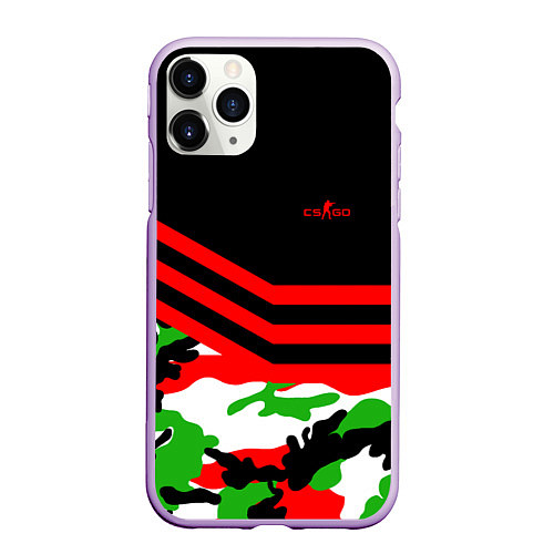 Чехол iPhone 11 Pro матовый CS:GO Red Camo / 3D-Сиреневый – фото 1