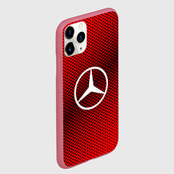 Чехол iPhone 11 Pro матовый Mercedes: Red Carbon, цвет: 3D-малиновый — фото 2