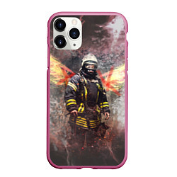 Чехол iPhone 11 Pro матовый Пожарный ангел, цвет: 3D-малиновый
